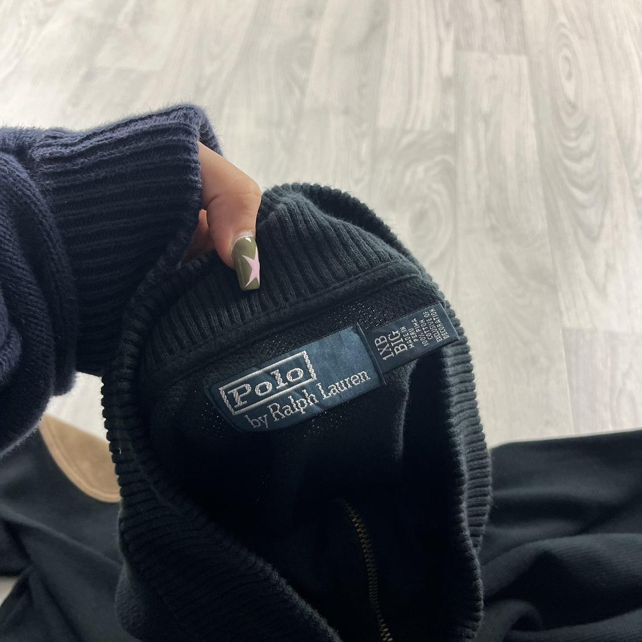 VINTAGE Y2K POLO RALPH LAUREN QUARTER ZIP KNITTED JUMPER BLACK