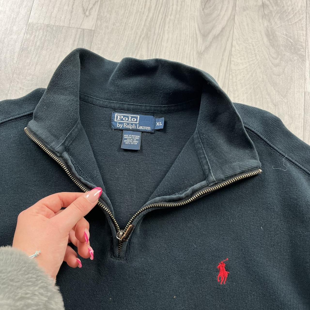 VINTAGE Y2K POLO RALPH LAUREN QUARTER ZIP KNITTED JUMPER NAVY
