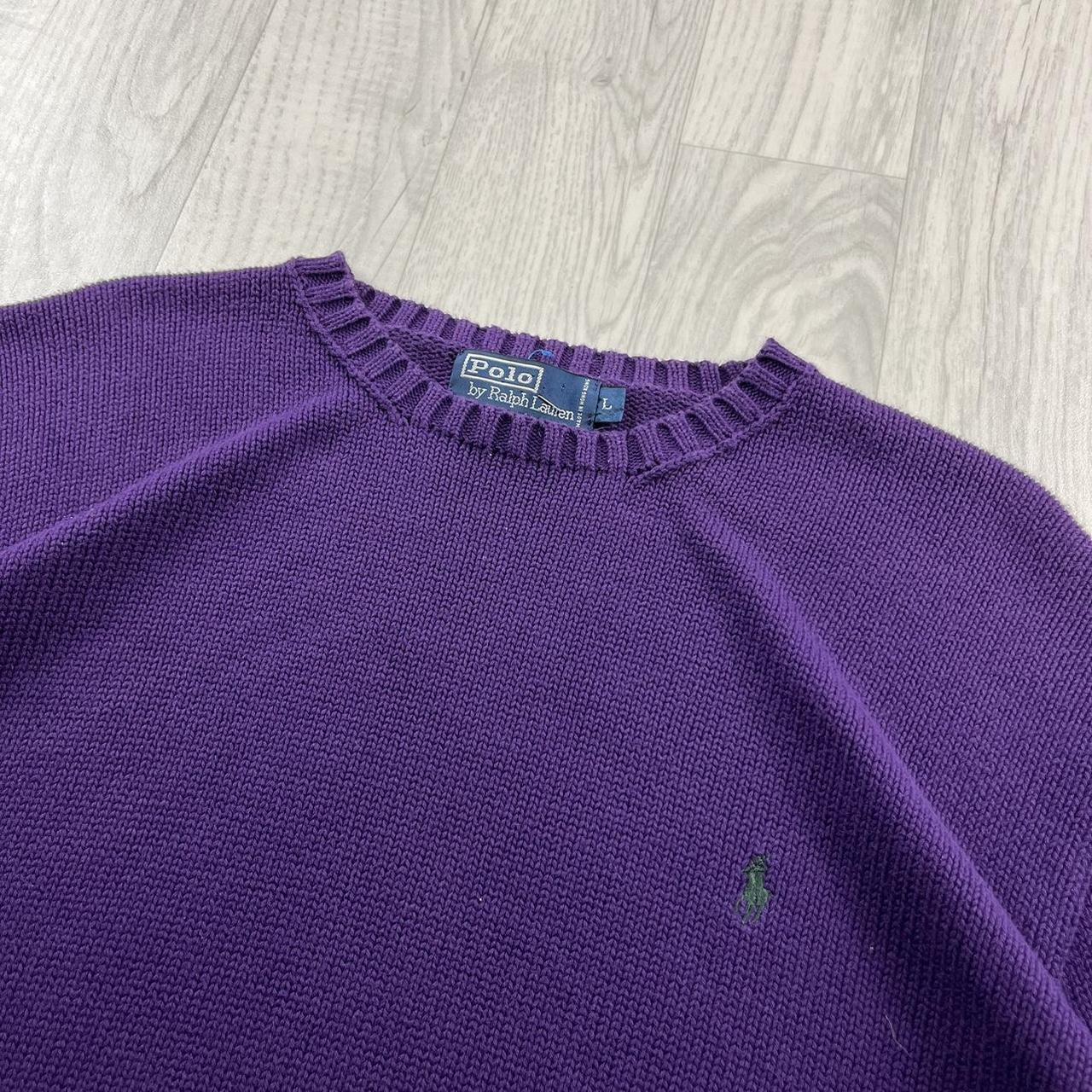 VINTAGE Y2K POLO RALPH LAUREN CHUNKY KNITTED JUMPER PURPLE