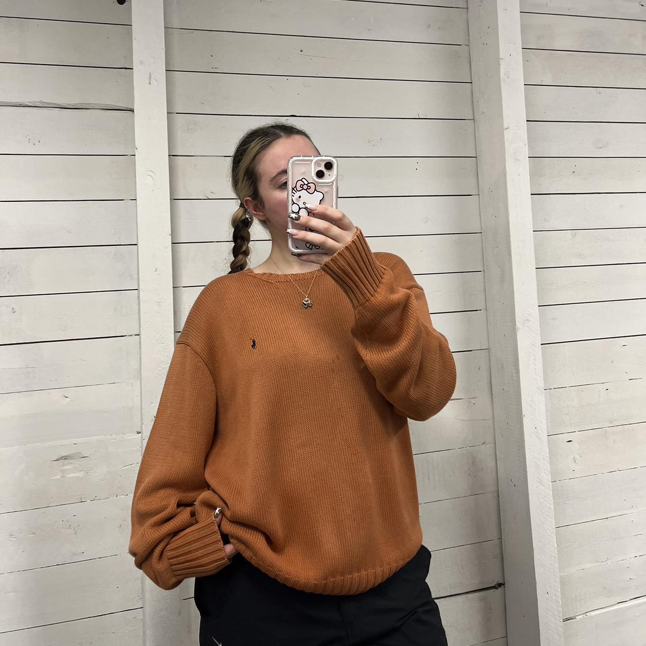 VINTAGE Y2K POLO RALPH LAUREN CHUNKY KNITTED JUMPER ORANGE