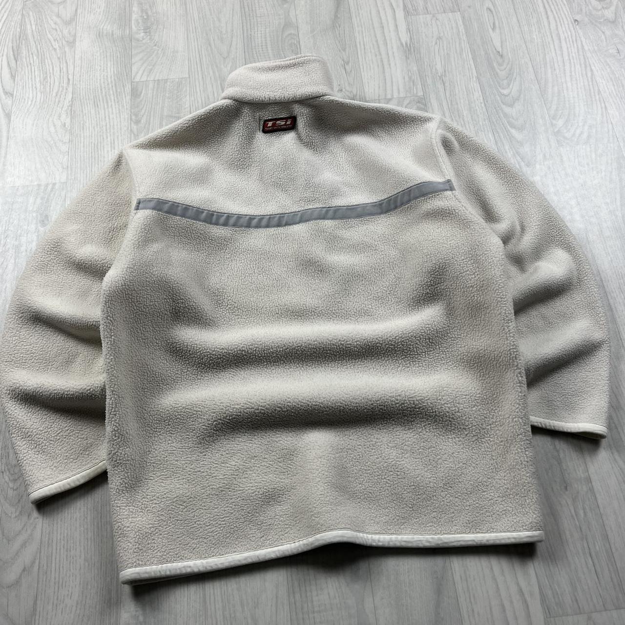 VINTAGE Y2K TEDDY SMITH QUARTER ZIP FLEECE SWEATSHIRT CREAM