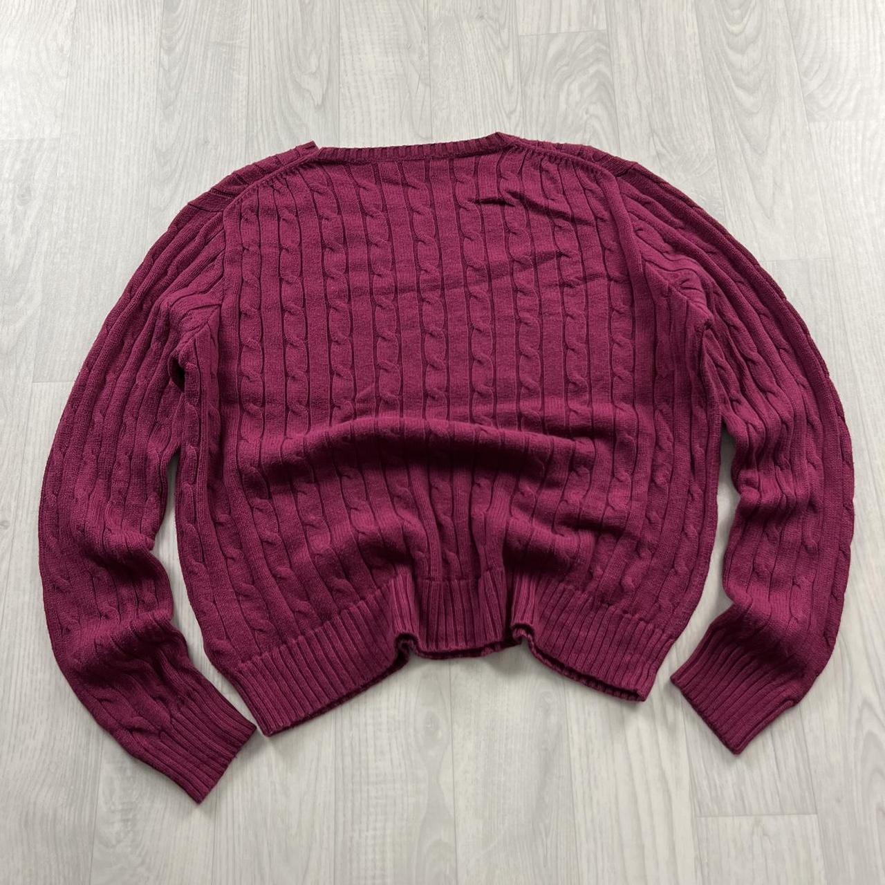 VINTAGE Y2K POLO RALPH LAUREN CHUNKY CABLE KNITTED JUMPER BURGUNDY