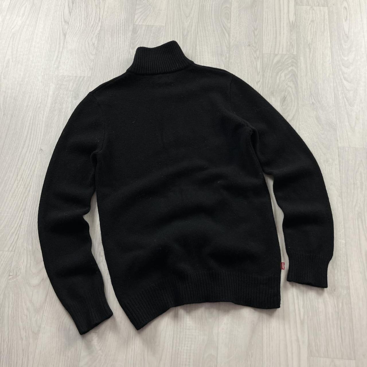 VINTAGE Y2K LEVIS RED TAB CHUNKY STRIPED ZIP KNITTED JUMPER BLACK (S)