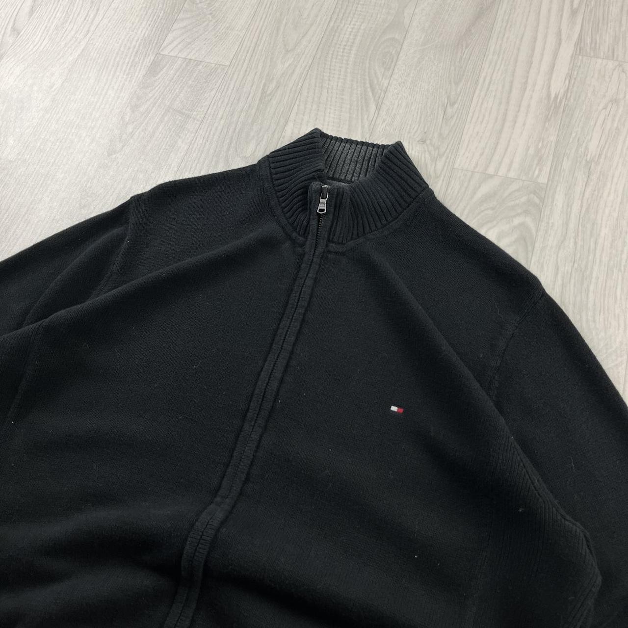 VINTAGE Y2K TOMMY HILFIGER ZIP KNITTED JUMPER BLACK (XL)