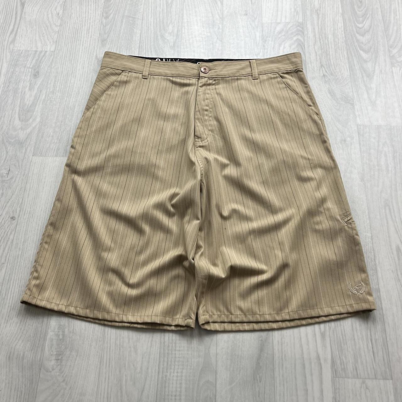 VINTAGE Y2K ONEILL BAGGY PINSTRIPE SHORTS BEIGE