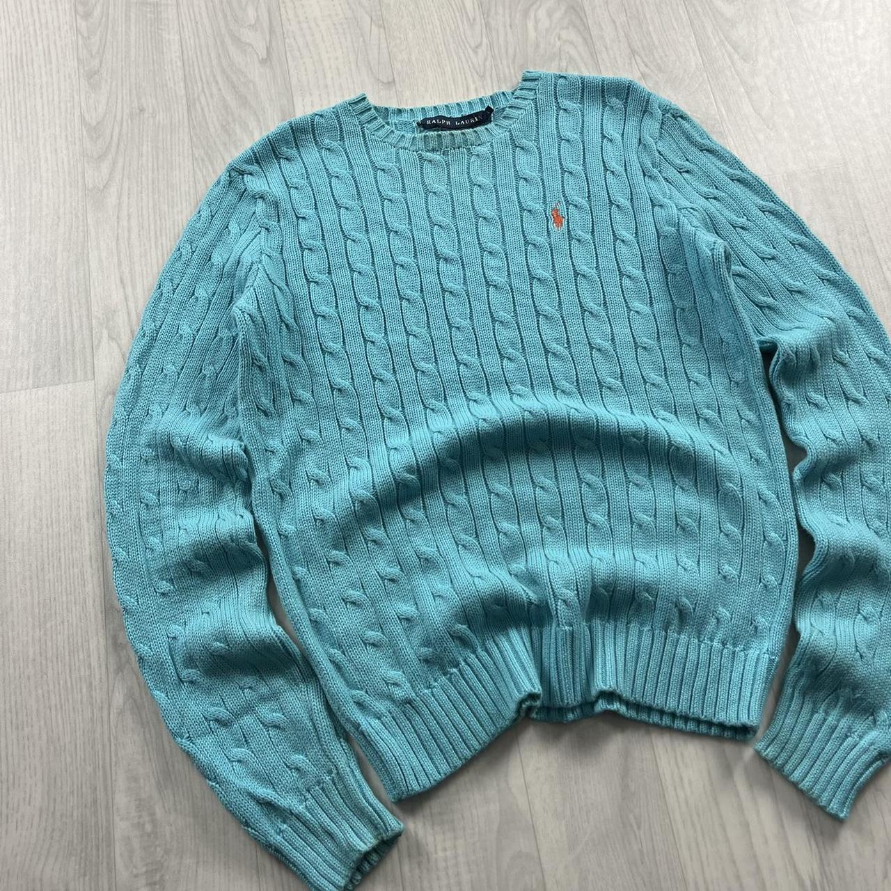 VINTAGE Y2K RALPH LAUREN CHUNKY CABLE KNITTED JUMPER TURQUOISE