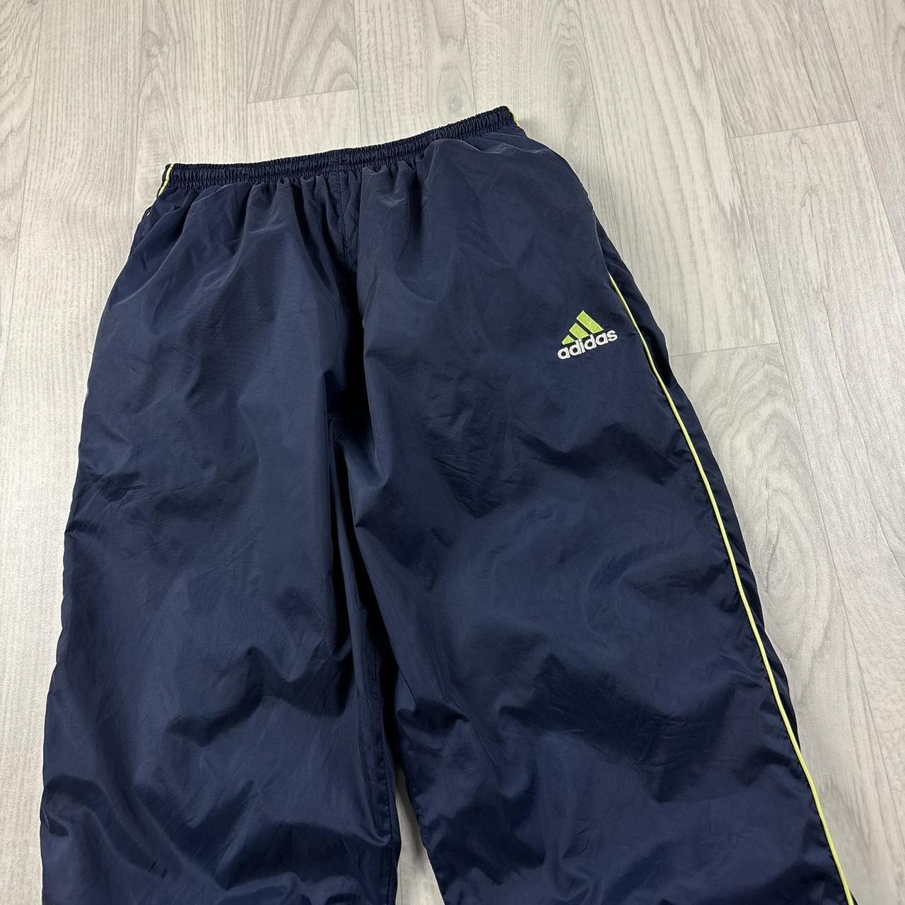 VINTAGE 90s ADIDAS STRAIGHT LEG TRACKSUIT BOTTOMS NAVY
