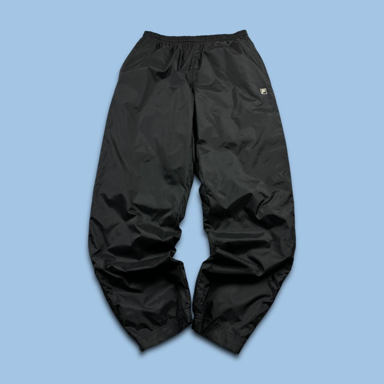 VINTAGE Y2K FILA BAGGY SHELL TRACKSUIT BOTTOMS BLACK