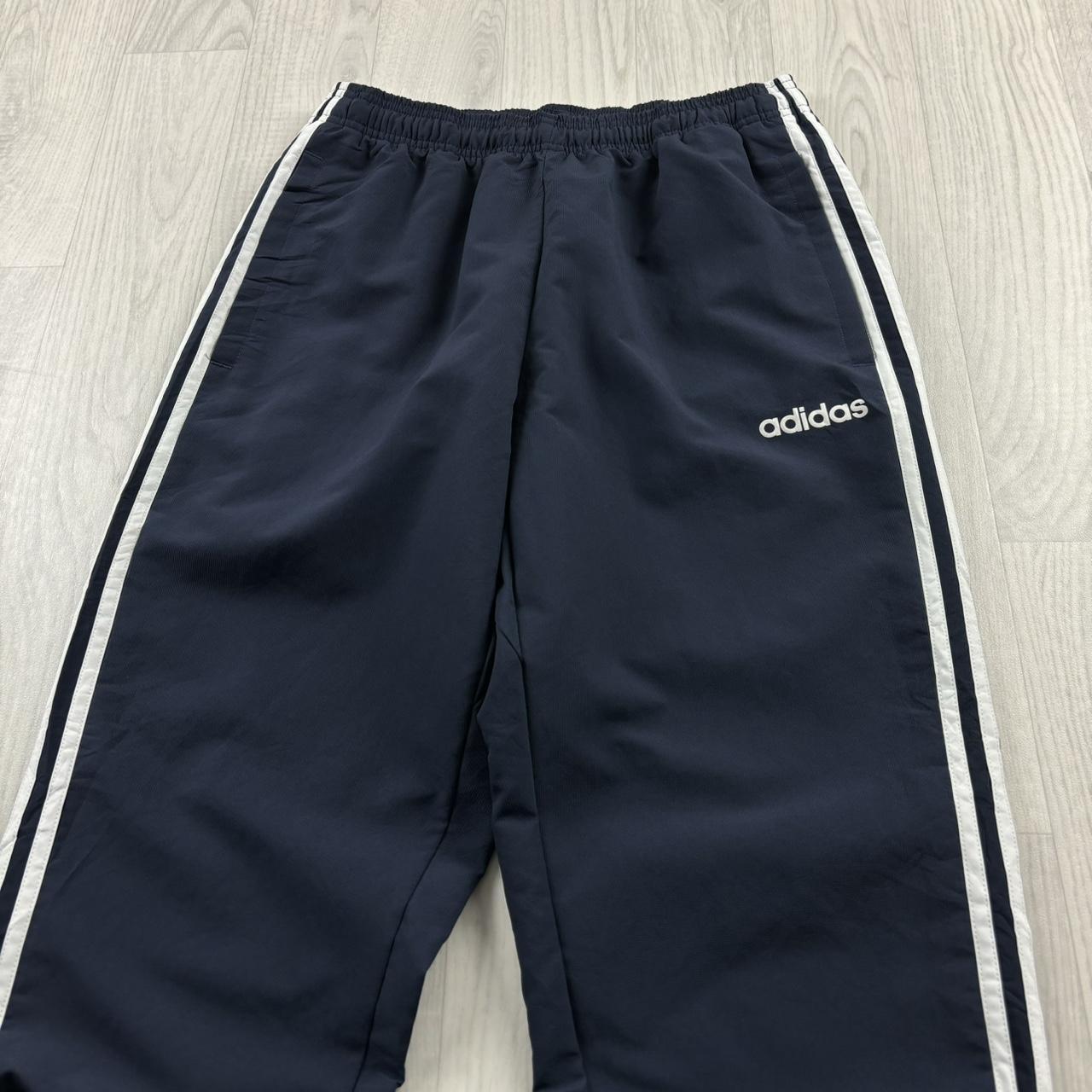 ADIDAS STRAIGHT LEG BAGGY TRACKSUIT BOTTOMS NAVY