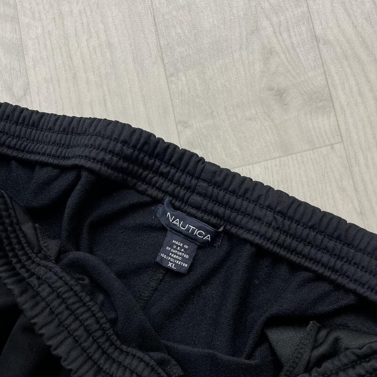 VINTAGE Y2K NAUTICA SIDE STRIPE WIDE LEG POPPER TRACKSUIT BOTTOMS BLACK