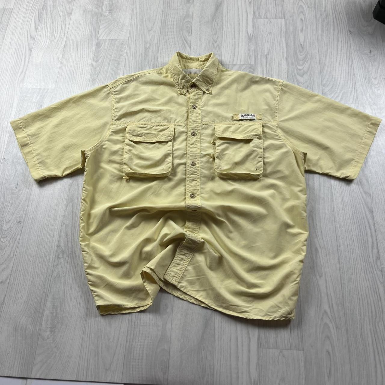VINTAGE Y2K CARGO UTILITY SHORT SLEEVE SHIRT YELLOW