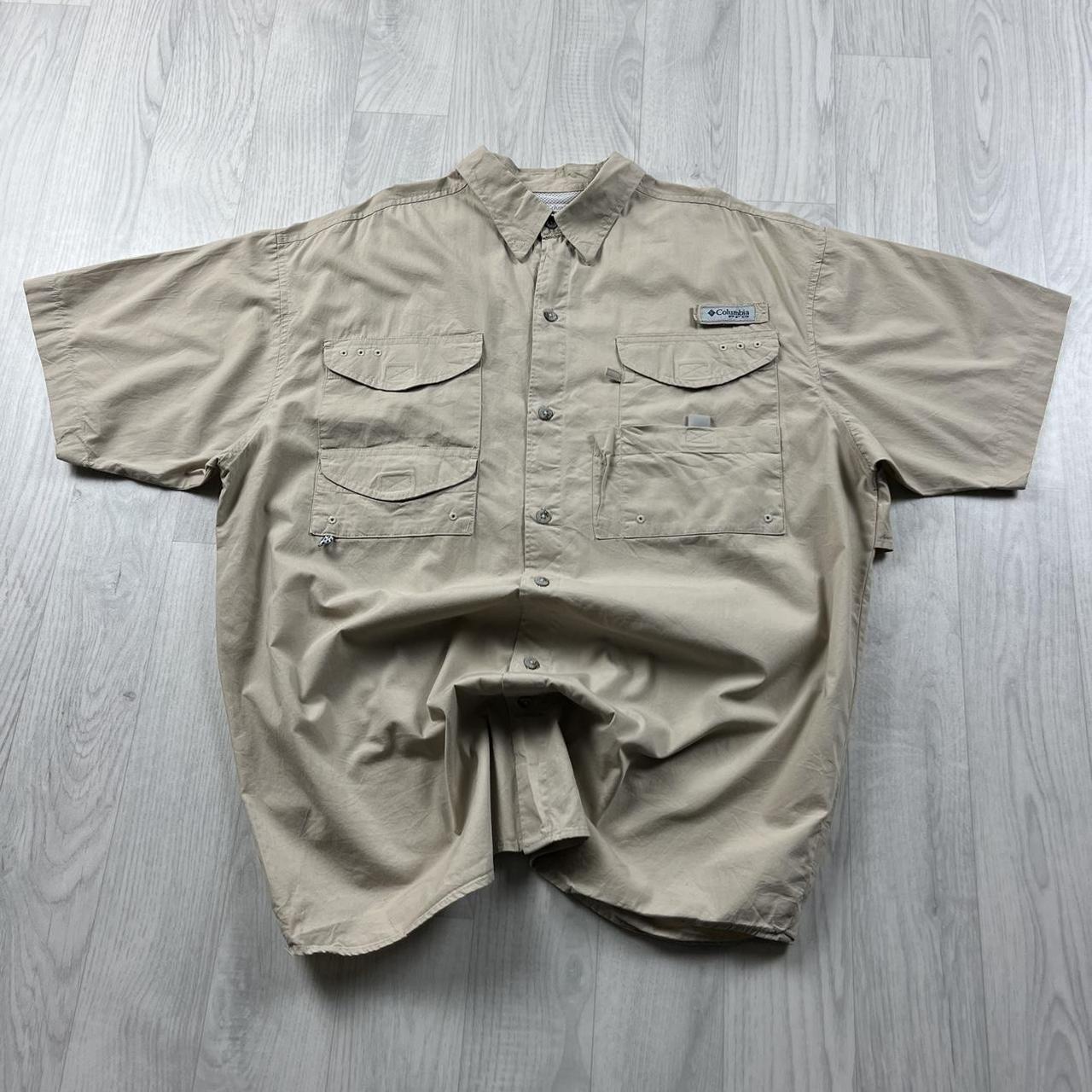 VINTAGE Y2K COLUMBIA CARGO UTILITY SHORT SLEEVE SHIRT BEIGE