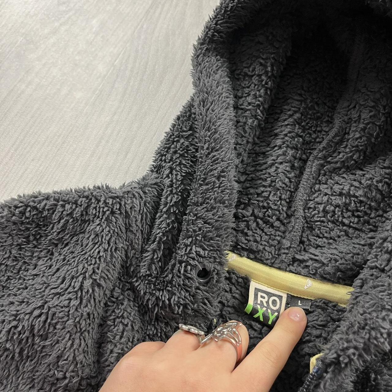 VINTAGE Y2K ROXY ZIP FLEECE HOODIE GREY (L)