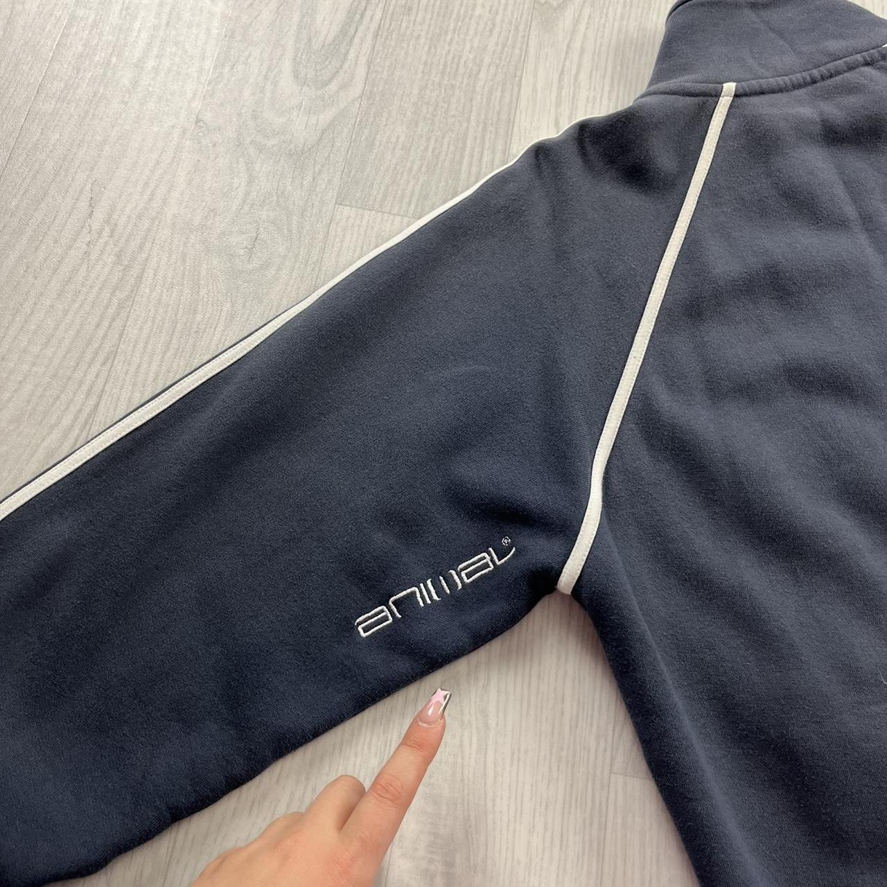 VINTAGE Y2K ANIMAL STRIPED ZIP SWEATSHIRT NAVY