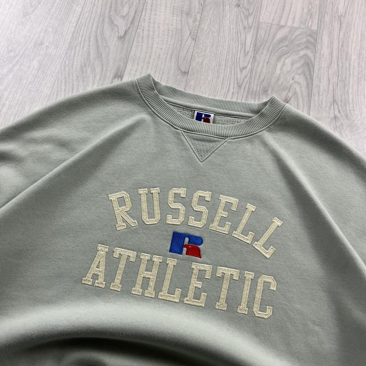 VINTAGE Y2K RUSSELL ATHLETIC SPELL OUT SWEATSHIRT PASTEL GREEN