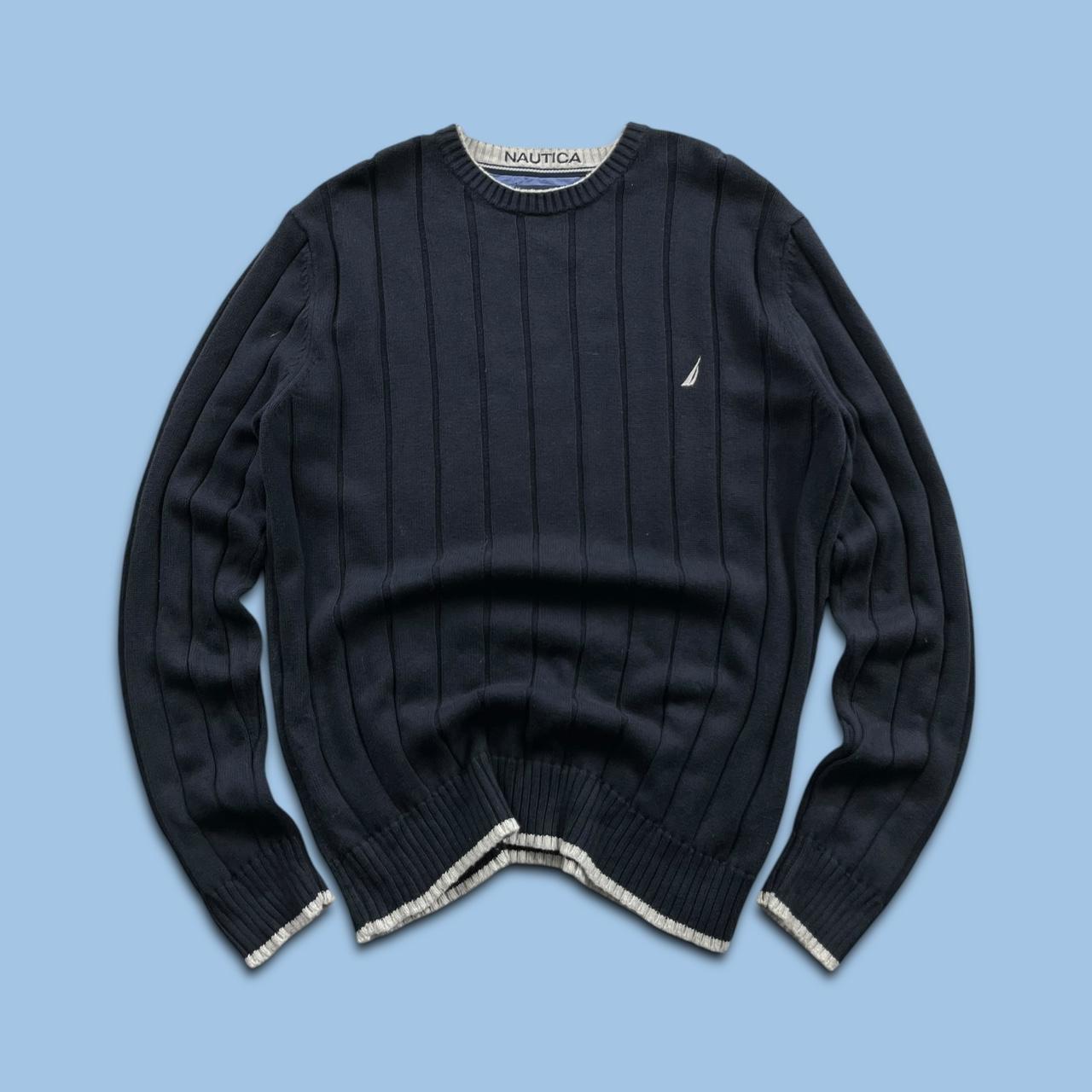 VINTAGE Y2K NAUTICA CHUNKY RIBBED KNITTED JUMPER NAVY