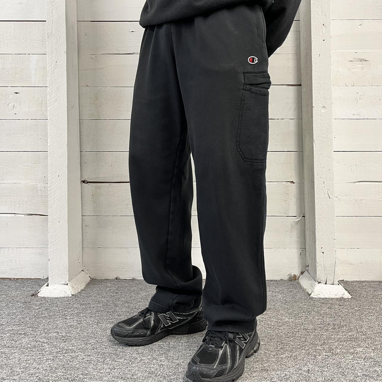 VINTAGE CHAMPION BAGGY CARGO SWEATPANTS BLACK (L)