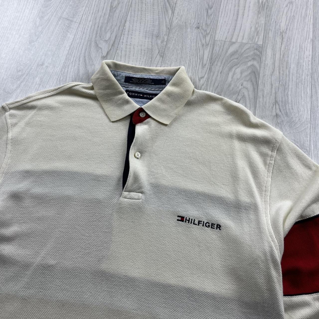 VINTAGE Y2K TOMMY HILFIGER KNITTED POLO JUMPER CREAM