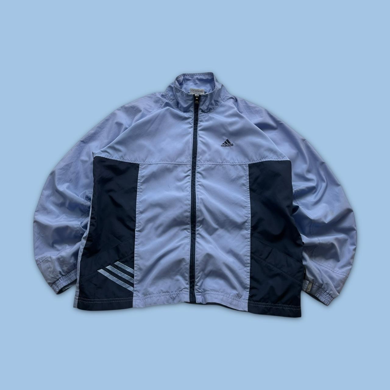 VINTAGE 90s ADIDAS PANELLED WINDBREAKER TRACK JACKET BLUE