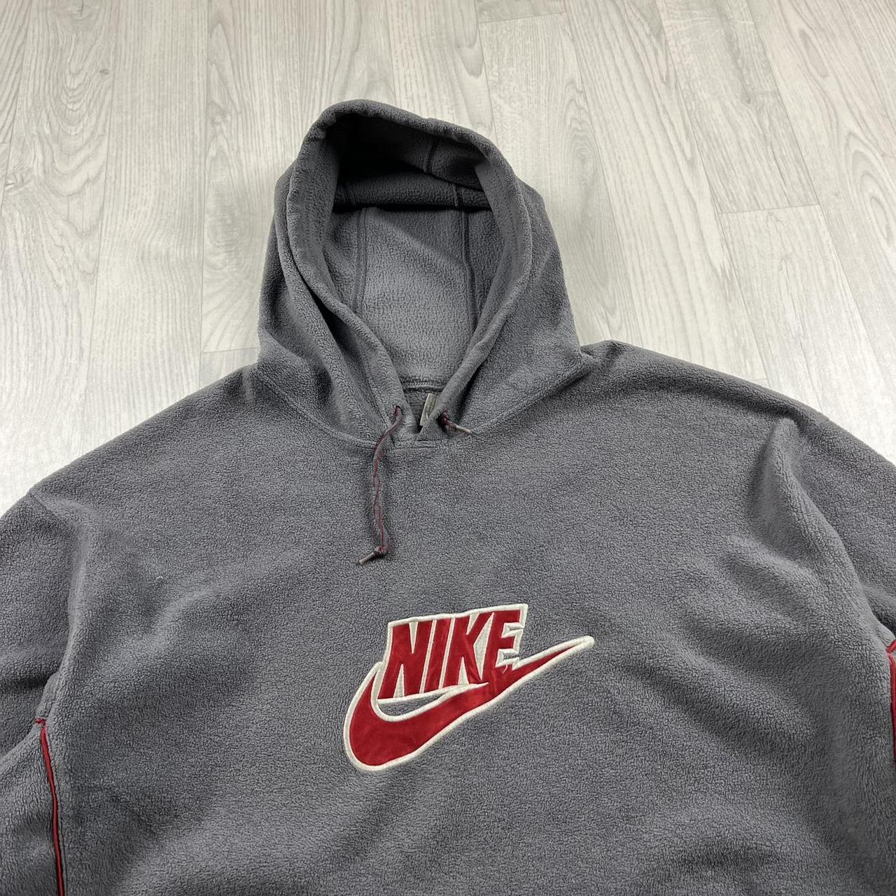VINTAGE Y2K NIKE SPELL OUT FLEECE HOODIE GREY