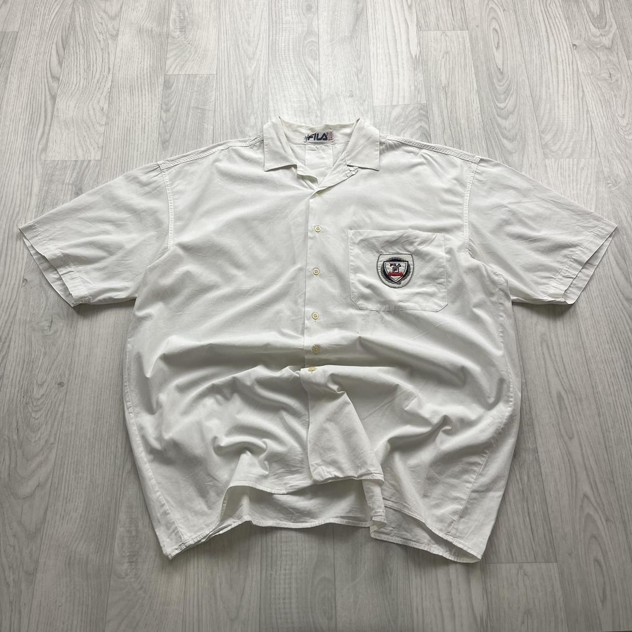 VINTAGE Y2K FILA BUTTON UP SHORT SLEEVE SHIRT WHITE