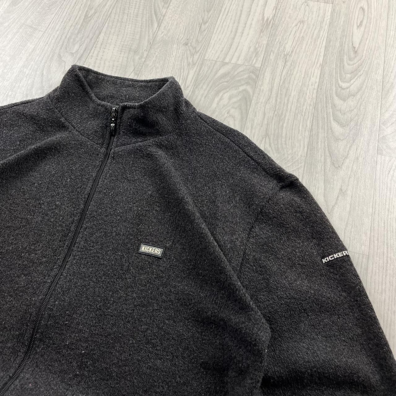 VINTAGE Y2K KICKERS CHUNKY QUARTER ZIP KNITTED JUMPER GREY (XL)