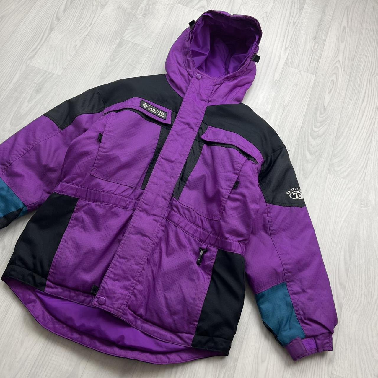 VINTAGE 00s COLUMBIA TECHNICAL SKI HOODED JACKET PURPLE BLACK