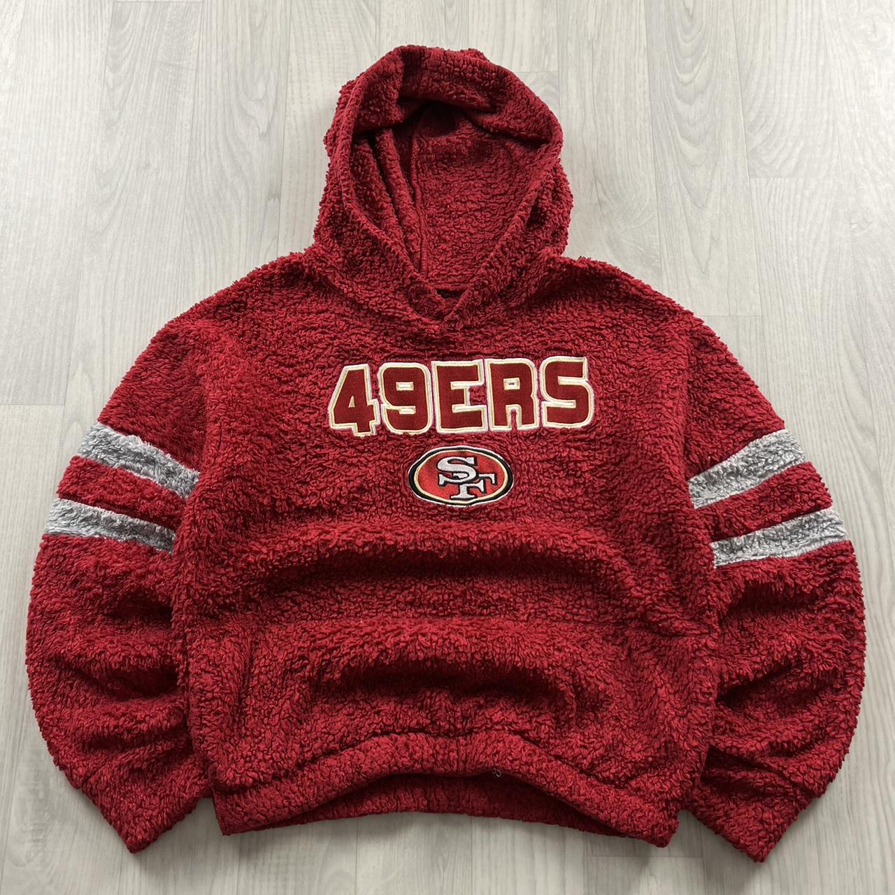 VINTAGE Y2K NFL 49ERS SHERPA FLEECE HOODIE RED