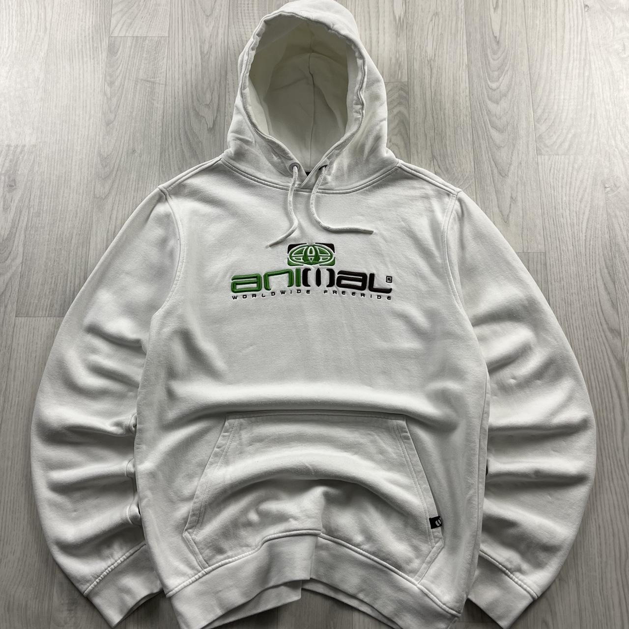 VINTAGE Y2K ANIMAL GRAPHIC HOODIE WHITE