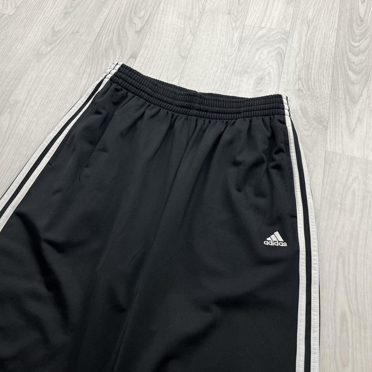 VINTAGE Y2K ADIDAS SIDE STRIPE BAGGY TRACKSUIT BOTTOMS BLACK WHITE (L)