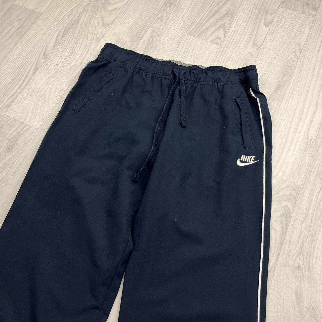 VINTAGE Y2K NIKE LOW RISE BAGGY WIDE LEG TRACKSUIT BOTTOMS NAVY