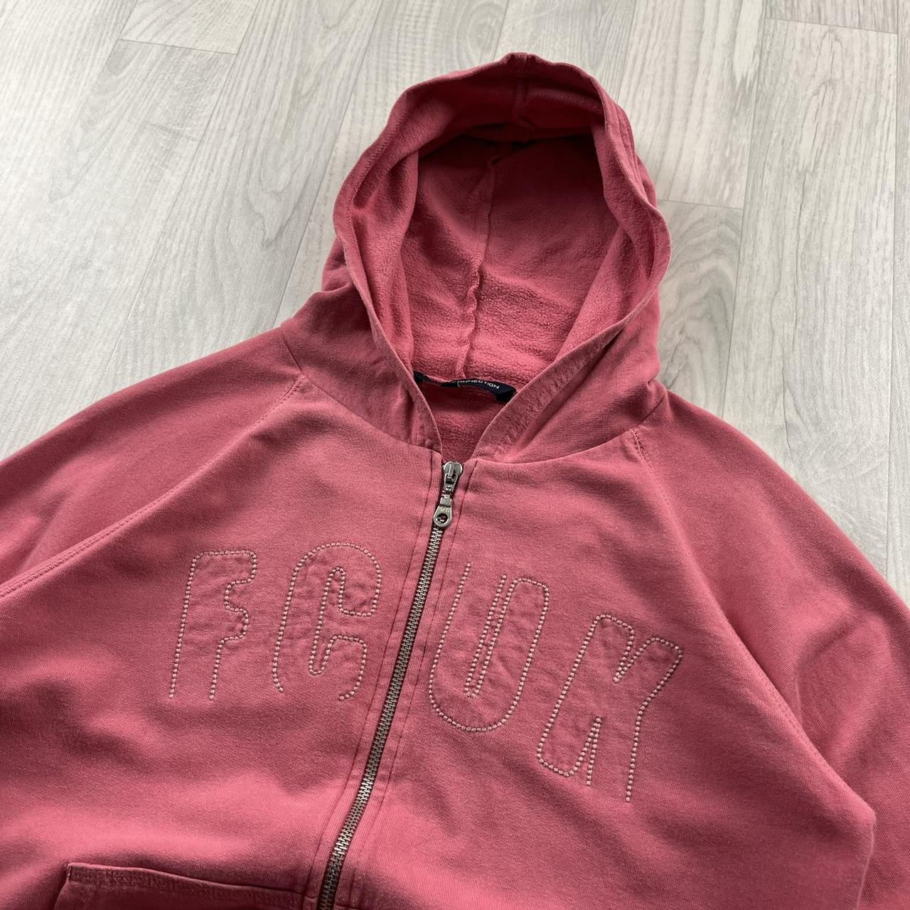 VINTAGE Y2K FCUK SPELL OUT ZIP UP HOODIE PINK