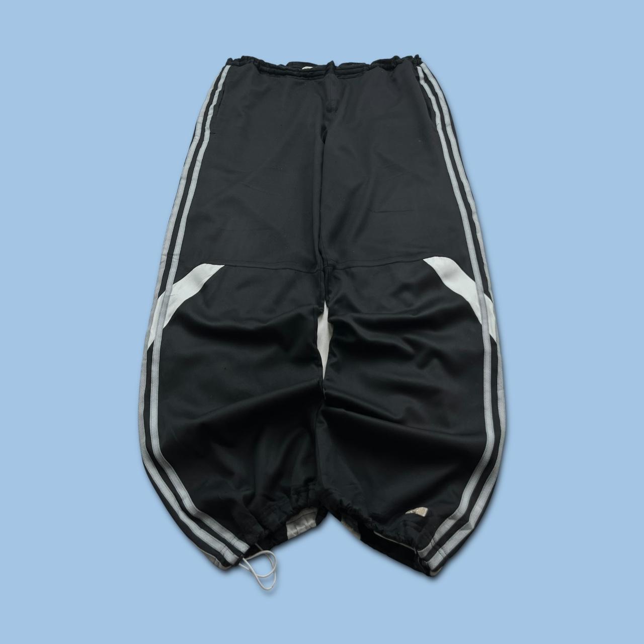 VINTAGE Y2K ADIDAS SIDE STRIPE BAGGY TRACKSUIT BOTTOMS BLACK