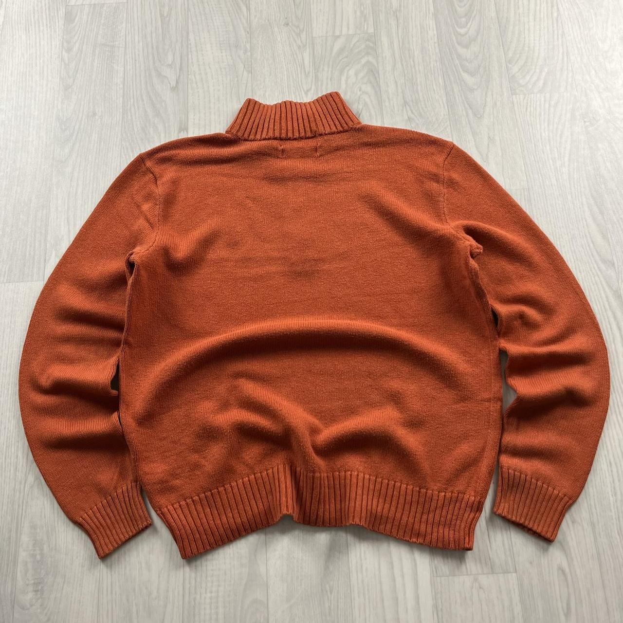 VINTAGE Y2K POLO RALPH LAUREN QUARTER ZIP CHUNKY KNITTED JUMPER ORANGE