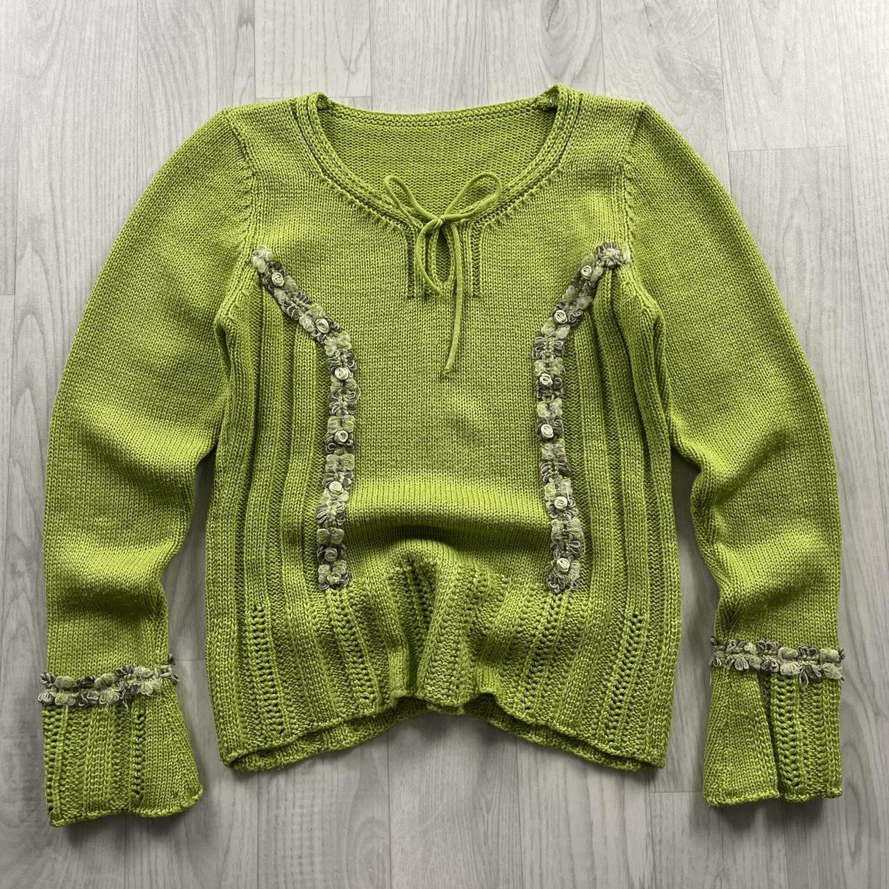 VINTAGE Y2K CHUNKY RIBBED KNITTED JUMPER GREEN