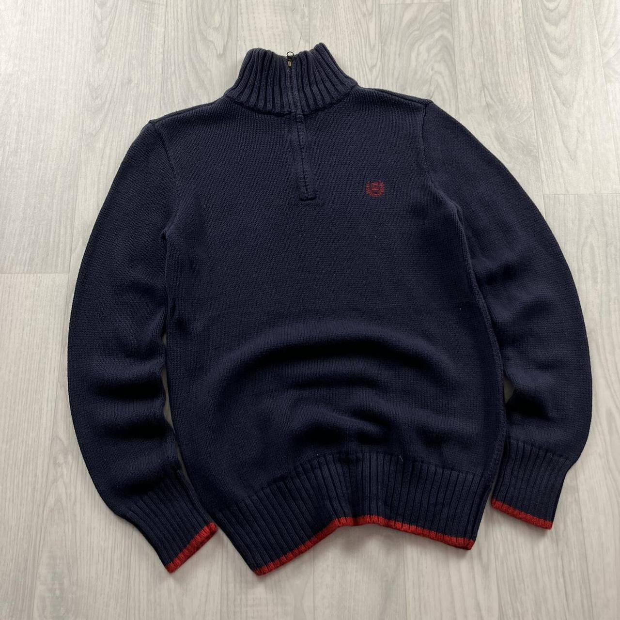 VINTAGE Y2K CHAPS CHUNKY QUARTER ZIP KNITTED JUMPER NAVY