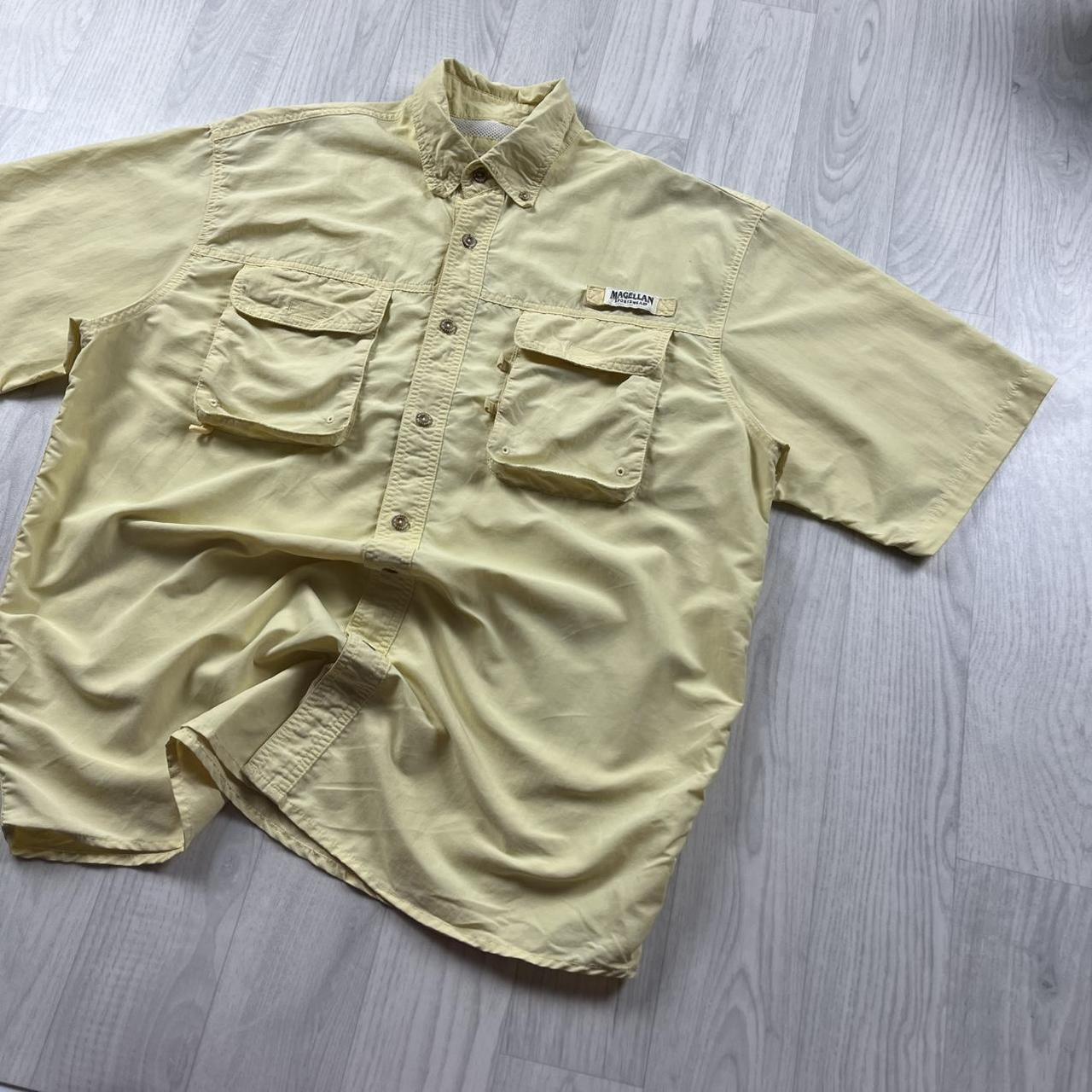 VINTAGE Y2K CARGO UTILITY SHORT SLEEVE SHIRT YELLOW