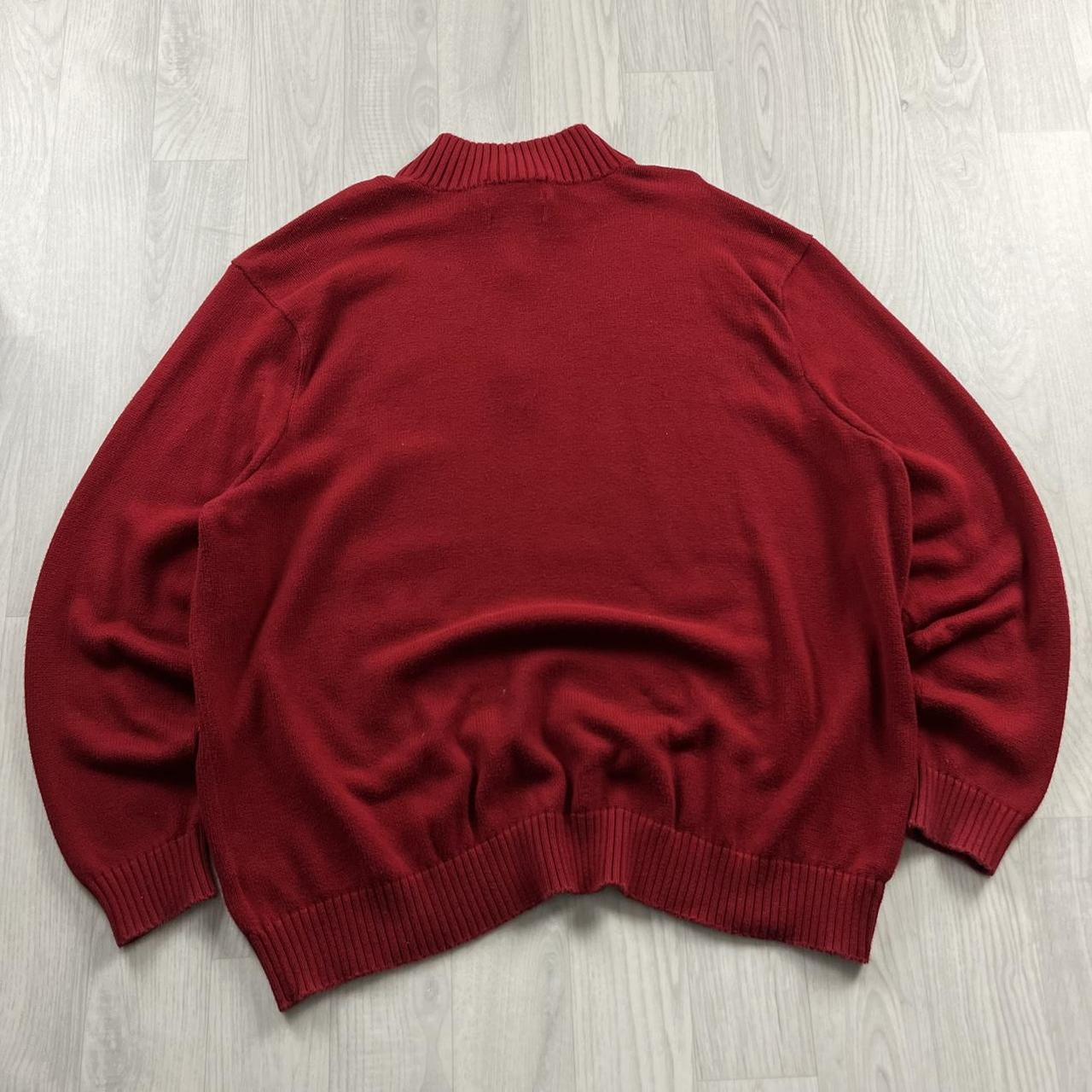 VINTAGE Y2K POLO RALPH LAUREN CHUNKY QUARTER ZIP KNITTED JUMPER RED