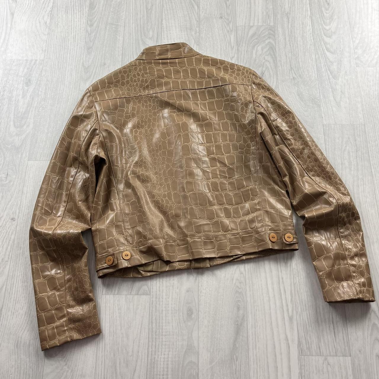 VINTAGE Y2K SNAKE PRINT LEATHER STYLE JACKET BEIGE (S)
