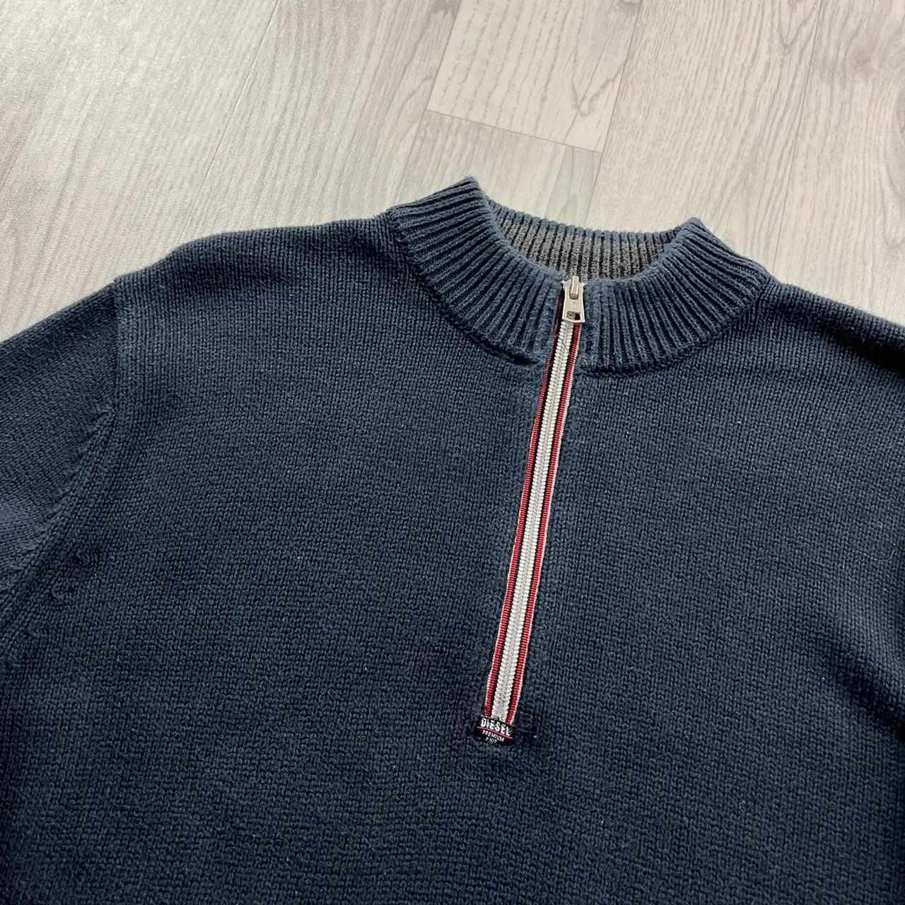 DIESEL CHUNKY RIBBED QUARTER ZIP KNITTED JUMPER NAVY