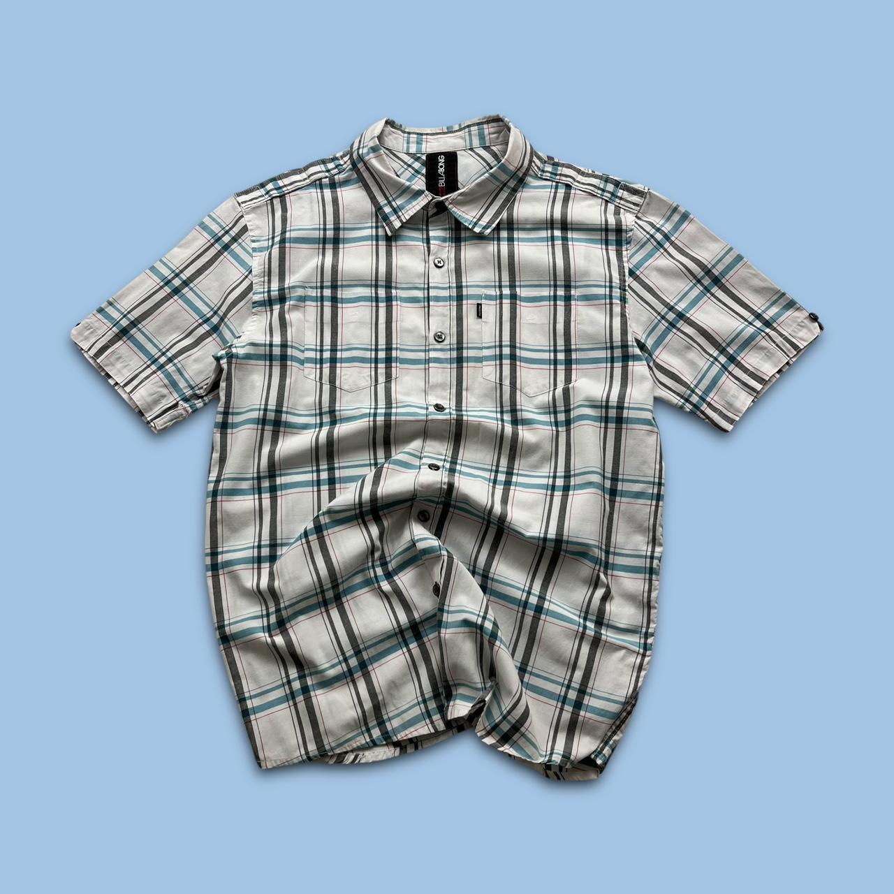 VINTAGE Y2K BILLABONG PLAID SHORT SLEEVE SHIRT WHITE