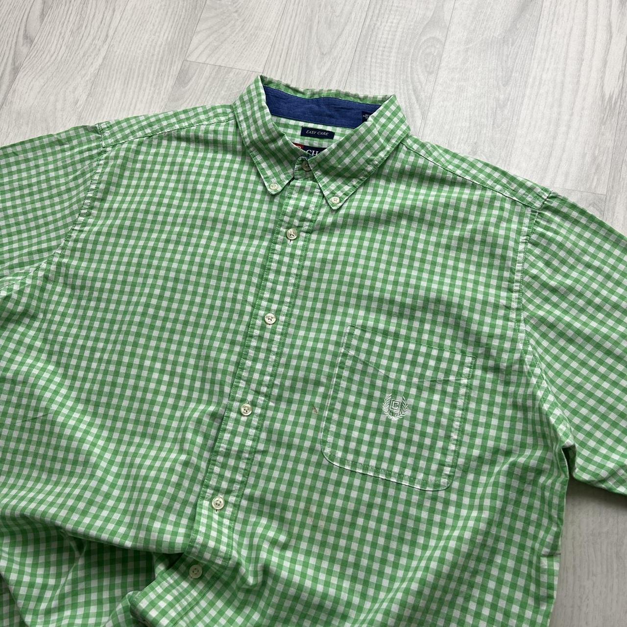 VINTAGE Y2K CHAPS SHORT SLEEVE CHECKERED SHIRT GREEN