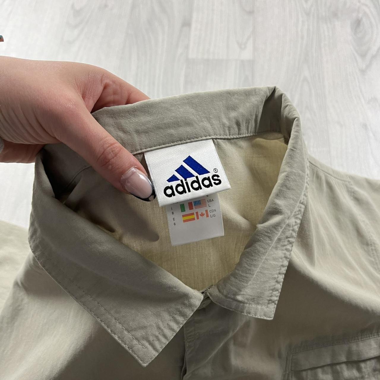 VINTAGE 90s ADIDAS SHORT SLEEVE SHIRT BEIGE