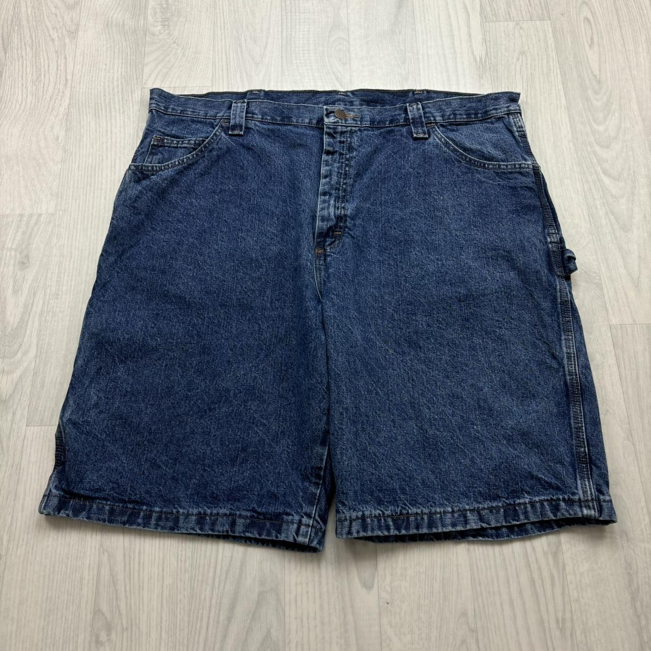 VINTAGE 00s WRANGLER BAGGY LOOSE CARPENTER JORTS BLUE