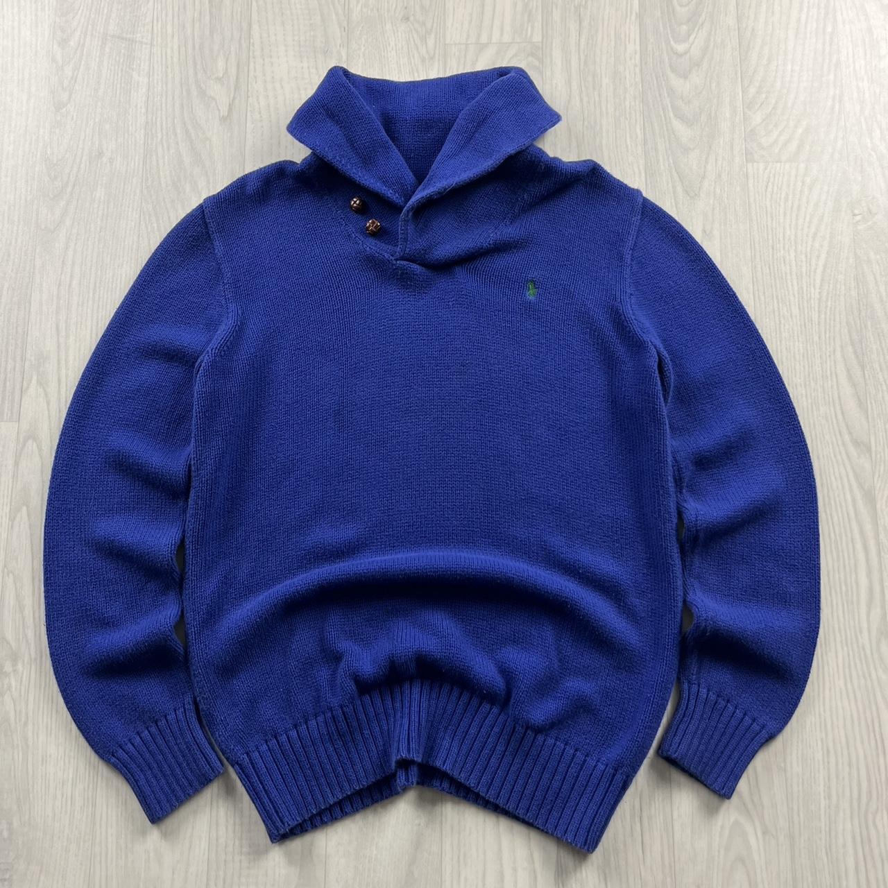 VINTAGE Y2K POLO RALPH LAUREN CHUNKY KNITTED JUMPER BLUE