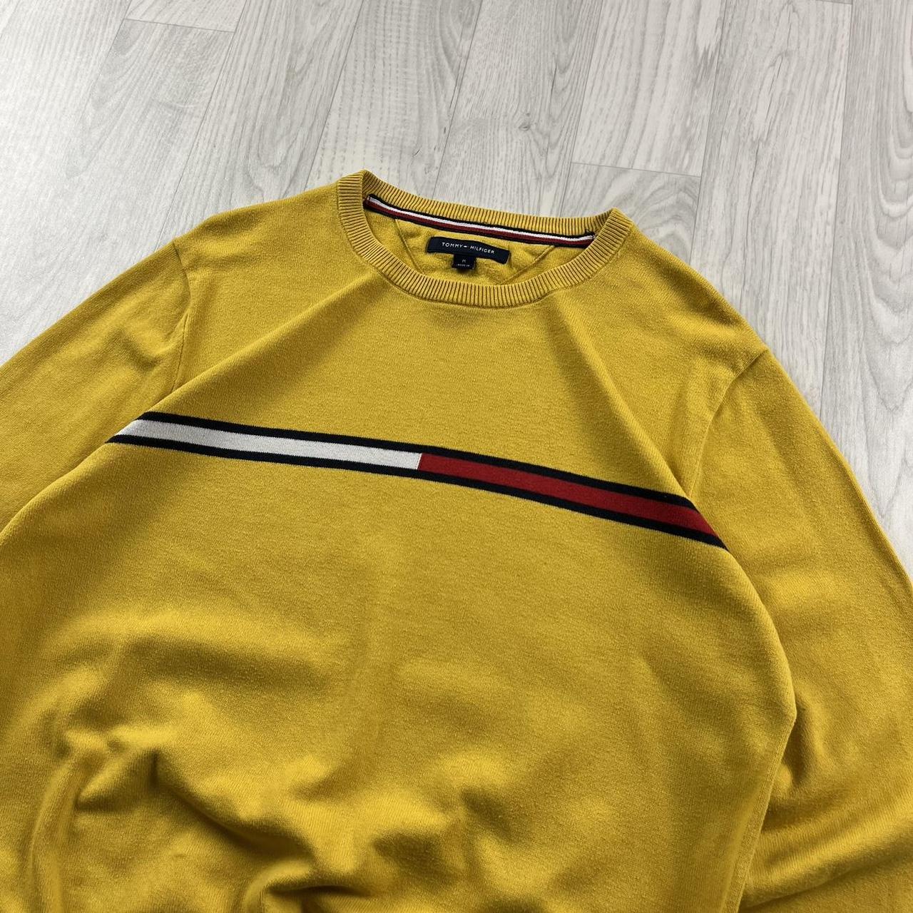 VINTAGE Y2K TOMMY HILFIGER FLAG KNITTED JUMPER YELLOW (M)