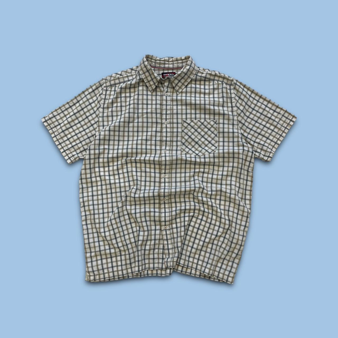 VINTAGE Y2K ONEILL CHECKERED SHORT SLEEVE SHIRT WHITE (XXL)