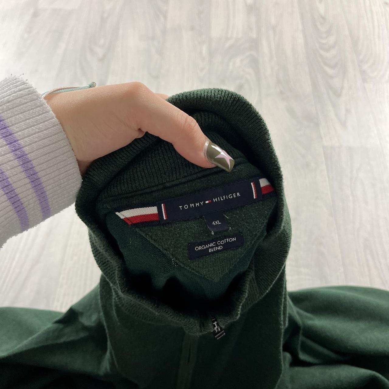 VINTAGE Y2K TOMMY HILFIGER QUARTER ZIP KNITTED JUMPER GREEN
