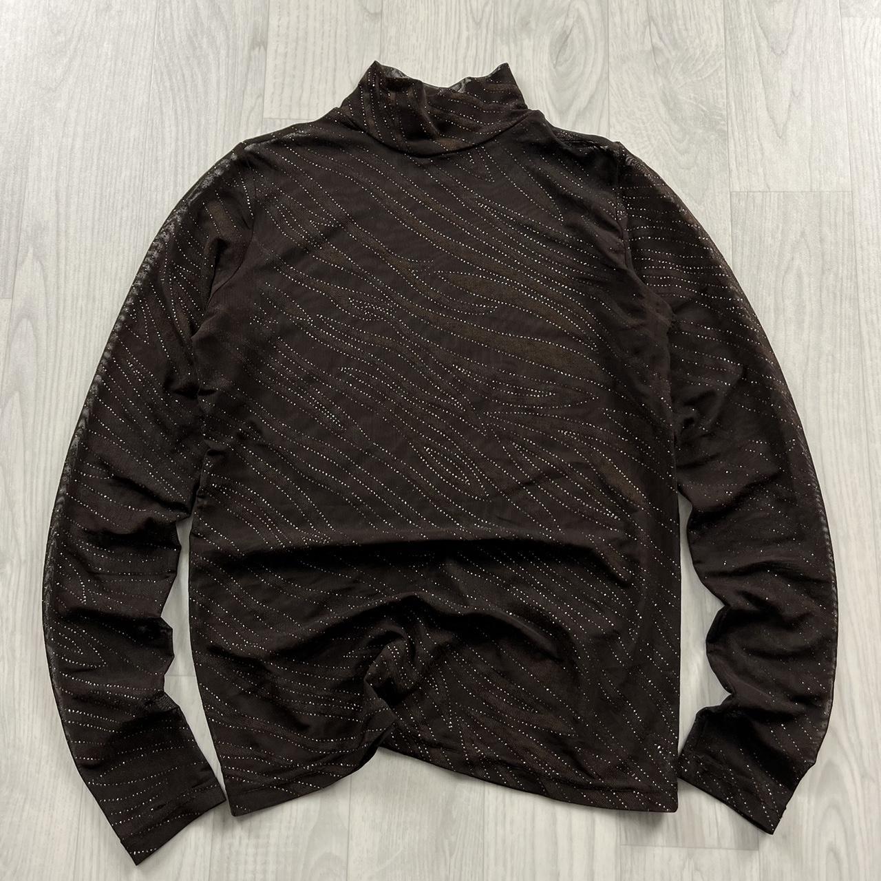 VINTAGE Y2K MESH LONG SLEEVE TOP BROWN