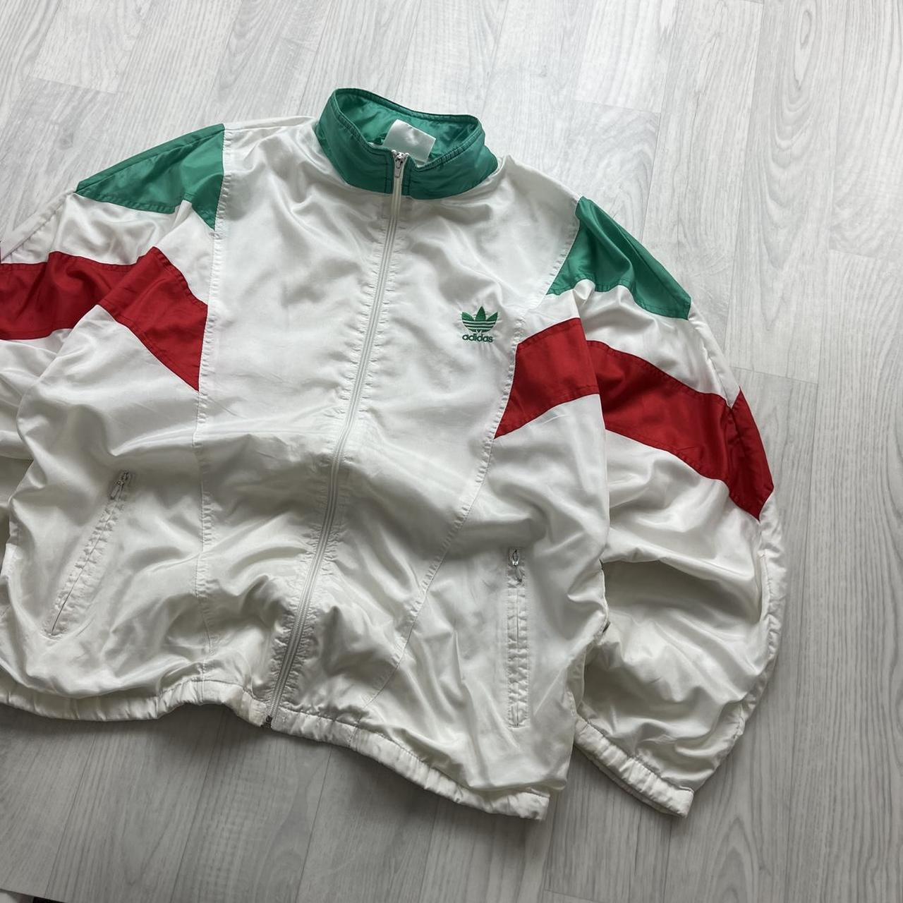 VINTAGE 90s ADIDAS PANELLED WINDBREAKER TRACK JACKET WHITE